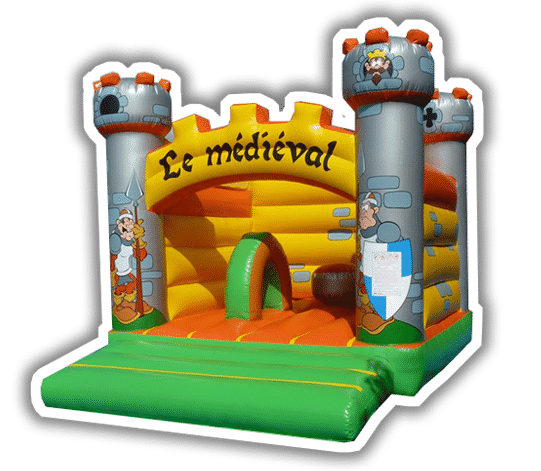 Château gonflable médiéval avec souffleur et 50 balles incluses